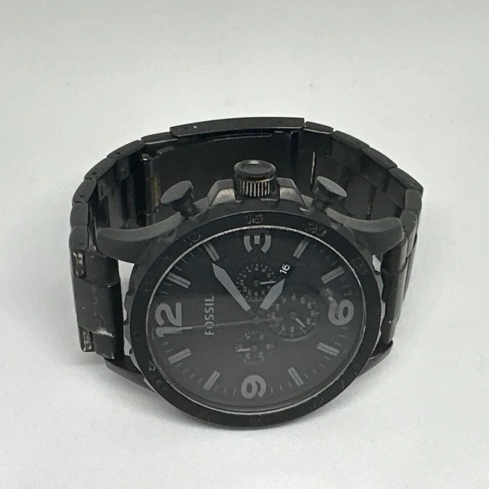 Fossil JR1523 Men's Black Stainless Steel Analog Dial Chronograph Watch HME355